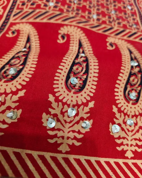 Black Color Cotton Unstitched Suit Set