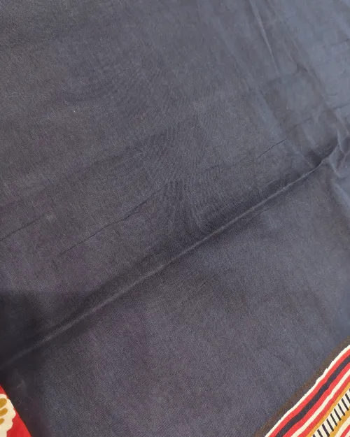 Black & Red Printed Cotton Silk Saree