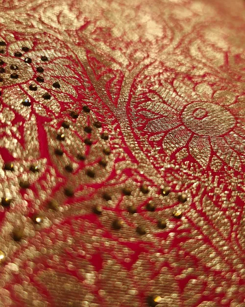 Gajari Red Zari Work Silk Saree