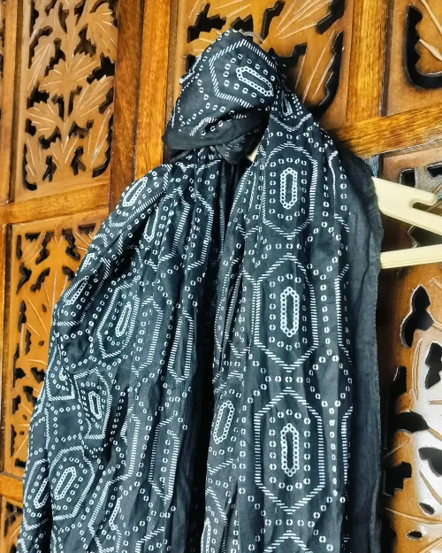 Black Color Plain  Cotton Silk Dupatta