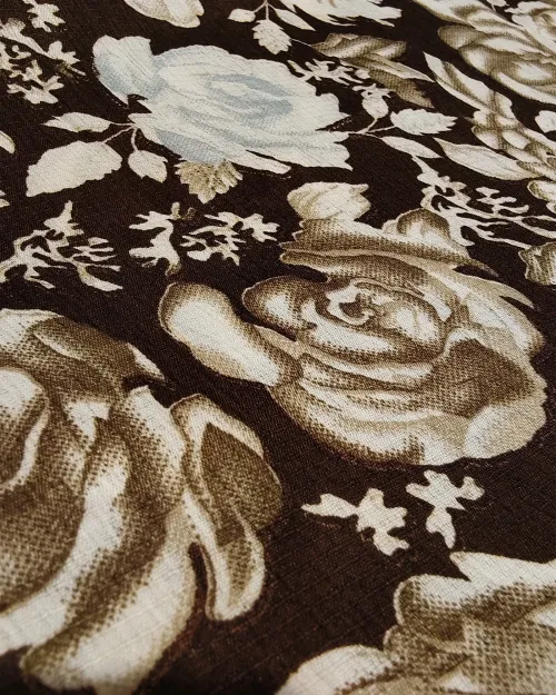 Coffee Color Printed Cotton Silk Dupatta