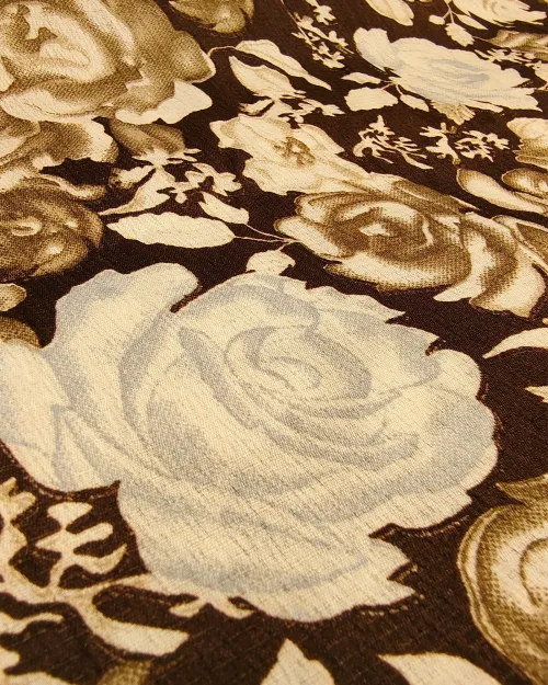 Coffee Color Printed Cotton Silk Dupatta