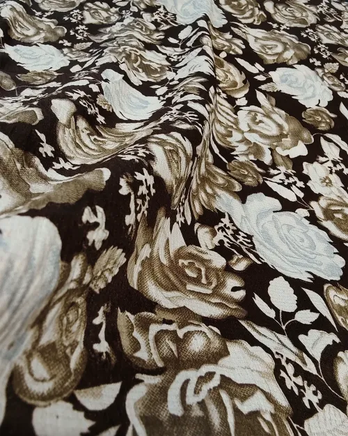 Coffee Color Printed Cotton Silk Dupatta