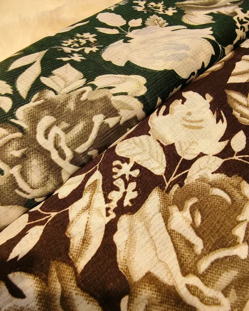 Coffee Color Printed Cotton Silk Dupatta