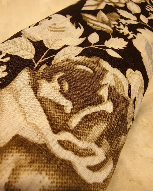 Coffee Color Printed Cotton Silk Dupatta