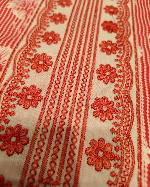 Light Orange Cotton Printed Unstitched Suit Set
