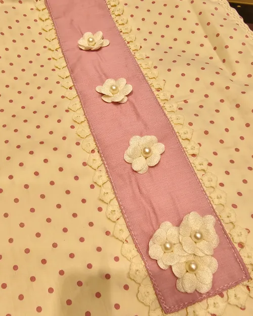 White & Pink Color Cotton Unstitched Suit Set