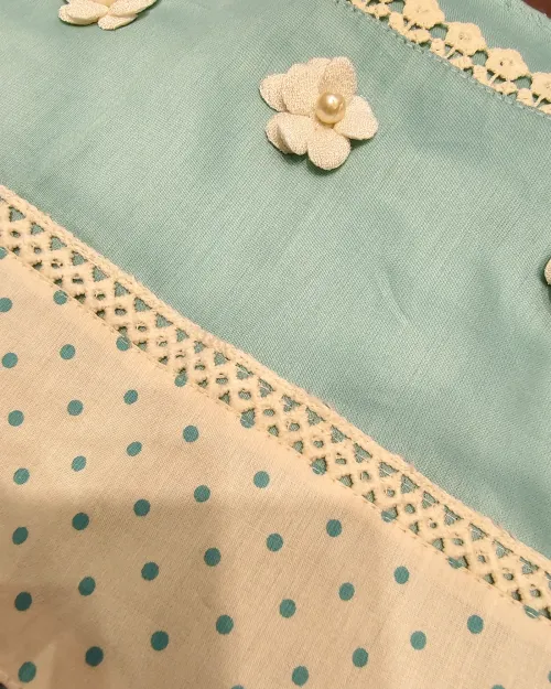 Ice Blue Color Cotton Unstitched Suit Set