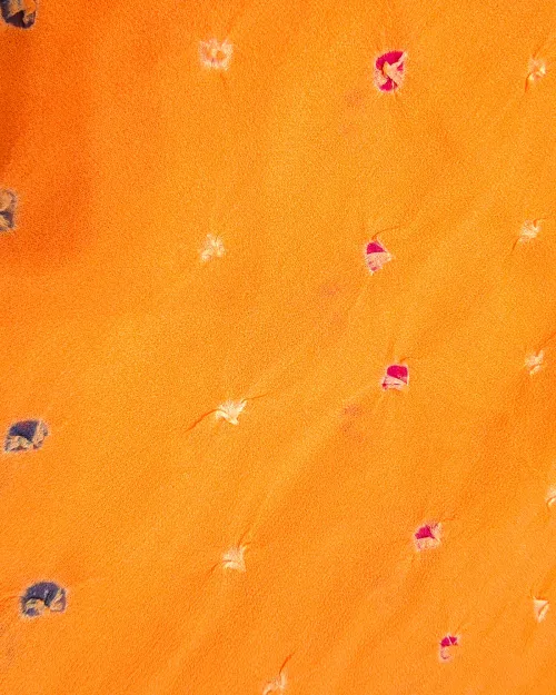 Orange Colour Georgette Unstitched Suit Set