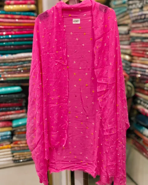 Rani Pink Color Georgette Unstitched Suit Set