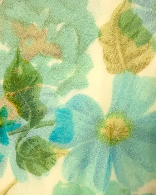 White & Ice Blue Chiffon Unstitched Suit Set