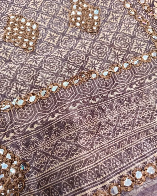 Dark Wine Cotton Unstitched Suit Set