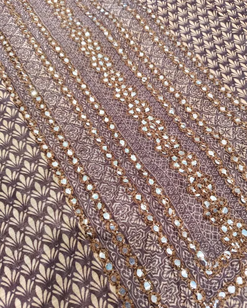 Dark Wine Cotton Unstitched Suit Set