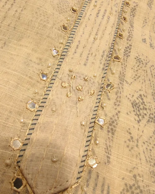 White Colour Chanderi Cotton Unstitched Suit Set