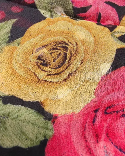 Black Colour Muslin Unstitched Suit Set