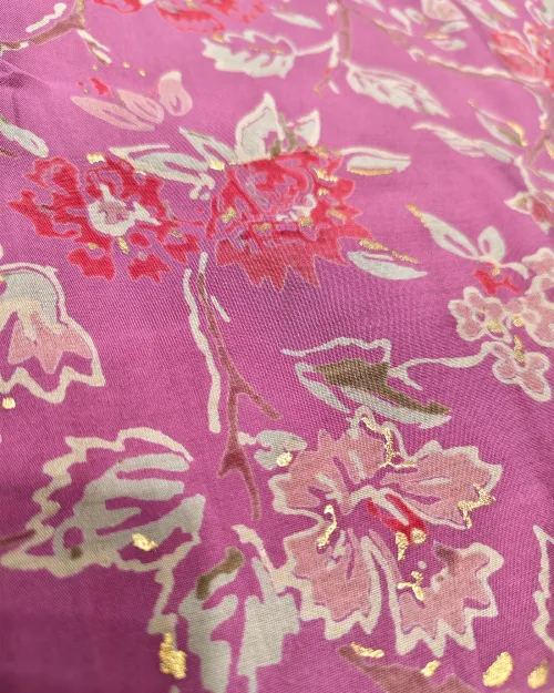 Purple Color Muslin Unstitched Suit Set