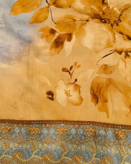 Ice Blue Colour Muslin Unstitched Suit Set