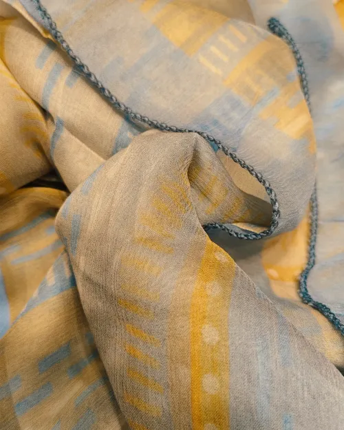 Ice Blue Colour Muslin Unstitched Suit Set