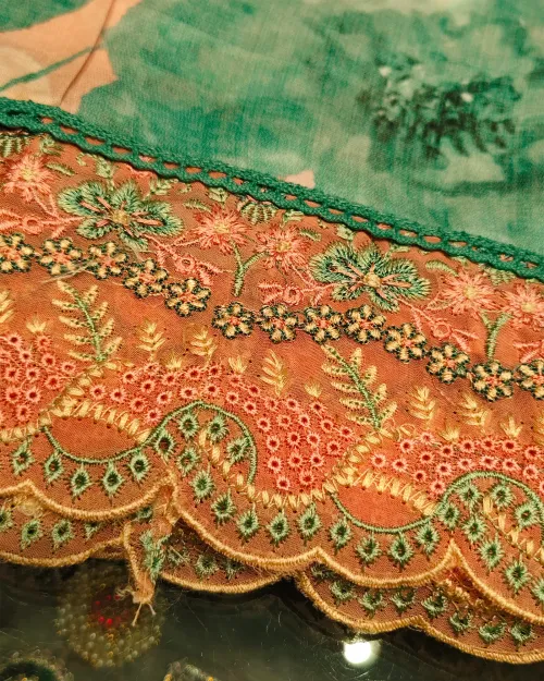 Peach Muslin Unstitched Suit Set