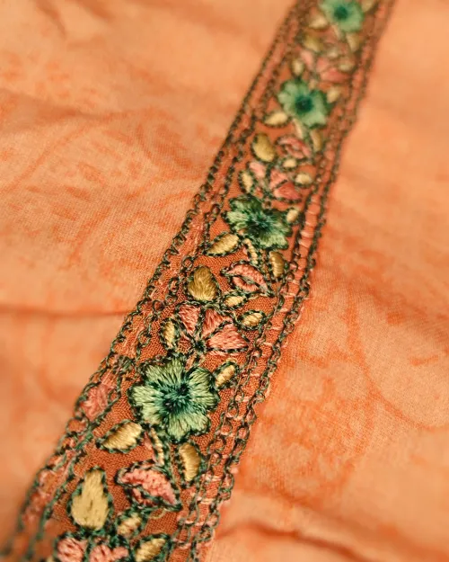 Peach Muslin Unstitched Suit Set