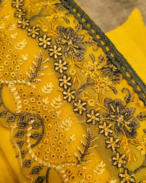 Yellow Muslin Unstitched Suit Set