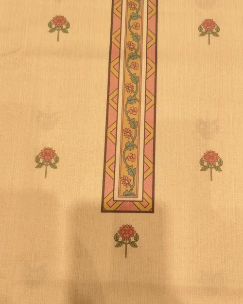 Light Cream Muslin Silk Unstitched Suit Set