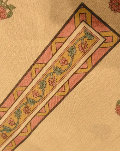 Light Cream Muslin Silk Unstitched Suit Set