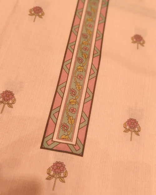 Pink Color Muslin Silk Unstitched Suit Set