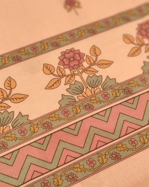 Pink Color Muslin Silk Unstitched Suit Set