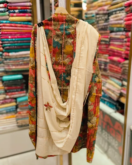 Gajri Color Cotton Unstitched Suit Set