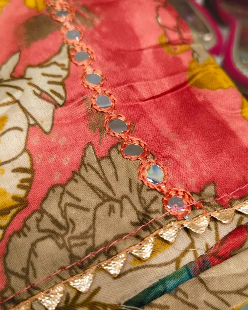 Gajri Color Cotton Unstitched Suit Set