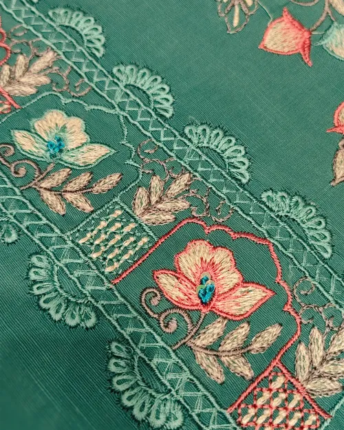 Rama Green Color Cotton Unstitched Suit Set