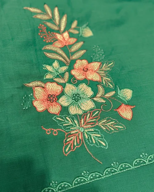 Rama Green Color Cotton Unstitched Suit Set
