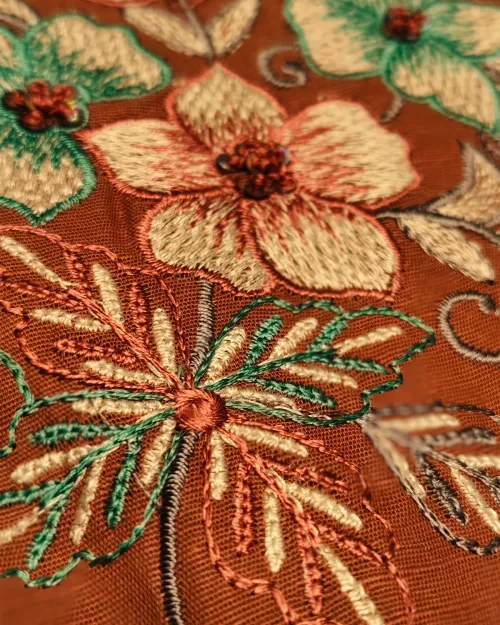 Rust Color Cotton Unstitched Suit Set