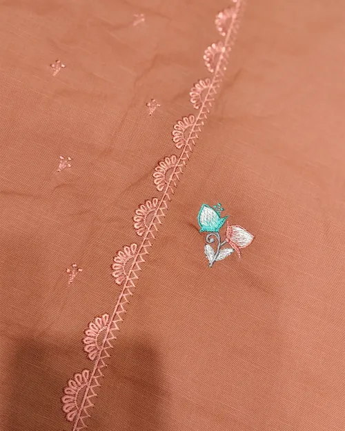 Rust Color Cotton Unstitched Suit Set