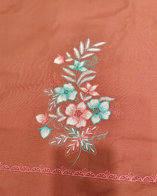 Rust Color Cotton Unstitched Suit Set