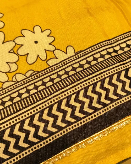 Yellow Colour Cotton Unstitched Suit Set