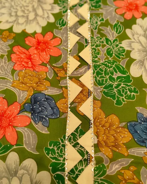Green Colour Cotton Unstitched Suit Set