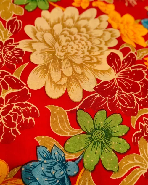 Red Colour Cotton Unstitched Suit Set