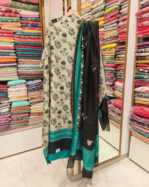 Green Silk Unstitched Suit Set