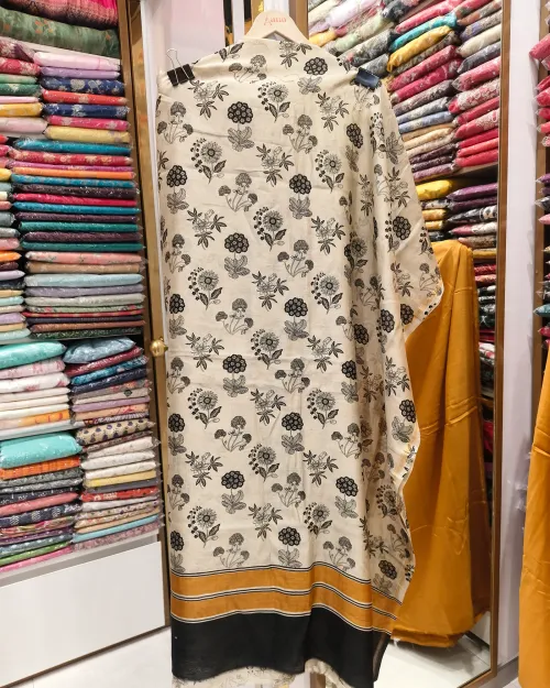 Yellow Colour Unstitched Suit Set