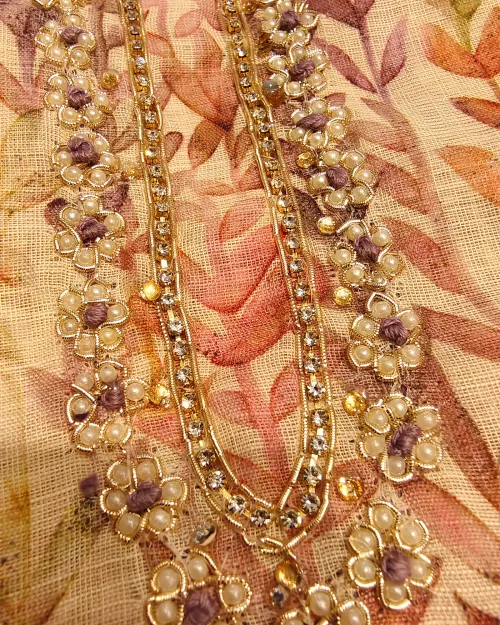 Cream & Move Chanderi Cotton Unstitched Suit Set