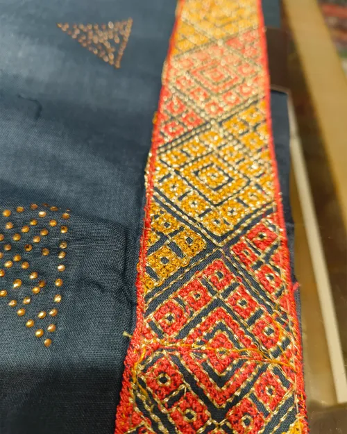 Dark Blue Mix Cotton Unstitched Suit Set