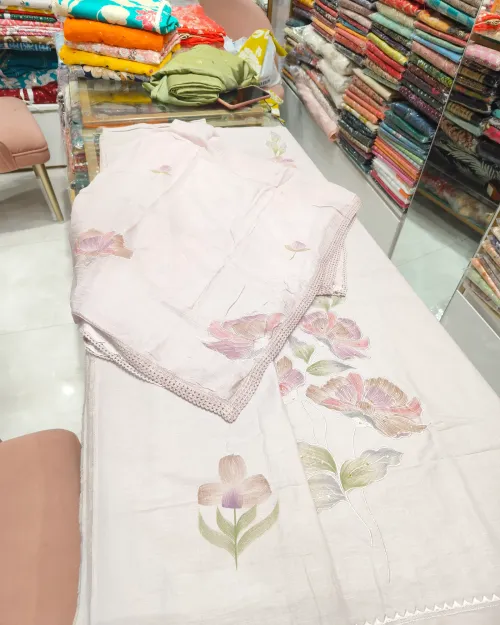 Mauve Color Pure Cotton Unstitched Suit Set