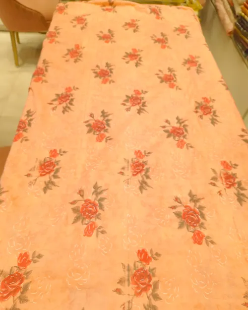 Light Peach Cotton Unstitched Suit Set