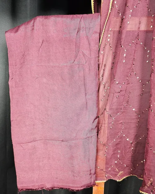 Rusty Peach Stone Work Party Wear Suit
