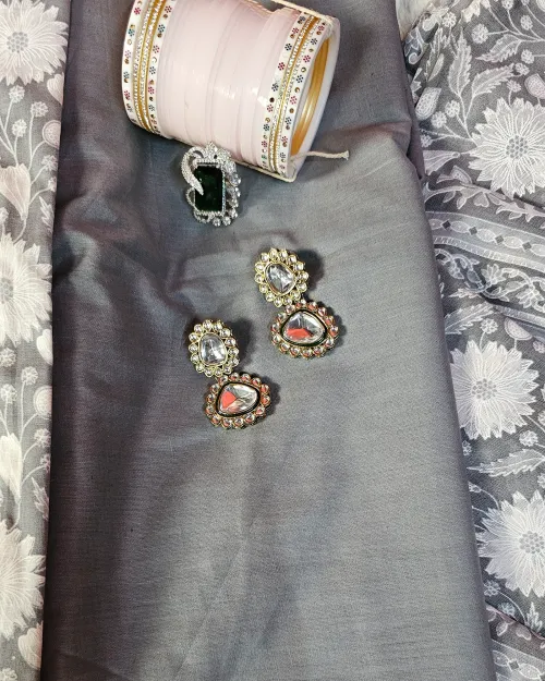 Grey Casual Wear Cotton Suit Set