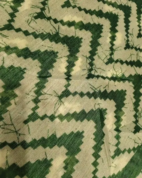 Light Green & White Chanderi Cotton Lahariya Saree