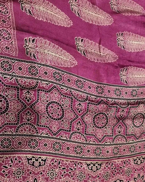 Mauve Modal Silk Saree in Grape Shade with Printed