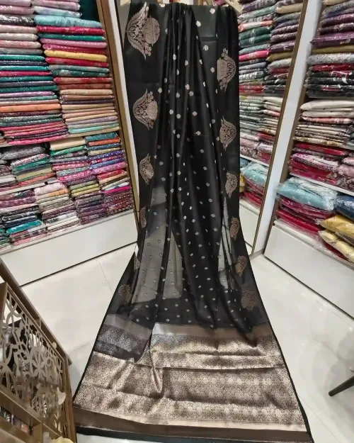 Black Banarasi Style Silk Saree